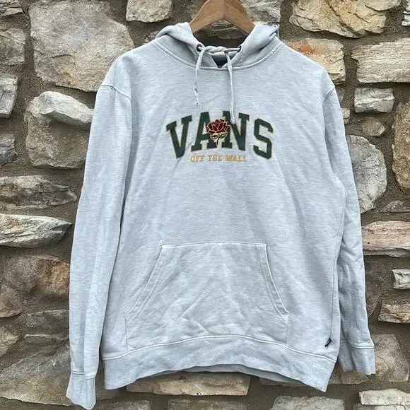 VANS Off The Wall gray hoodie sweatshirt with Rose size medium - Picture 8 of 9